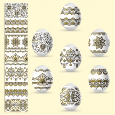 Декоративная пасхальная плёнка "Золотая роспись" 7 различных мотивов в наборе