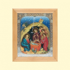 Ikona "Rozhdestvo Hristovo" N 30 derevyannaya rama, pod steklom, 11 x 13 sm
