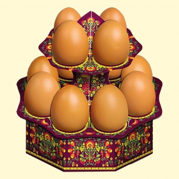 Podstavka kartonnaya dlya  12 yaic "Hohloma"/Paskha