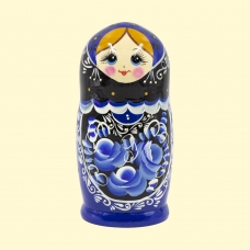 Matreshka "Gzhel'" 5-ti kukol'naya CHernaya, 16sm