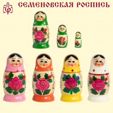 Matryoshka "Rossiyanochka" 3-h kukol'naya, 7sm