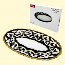 Oval'naya tarelka "Pahta Gul'" sine-zolotaya 3 sht. Uzbekistan 23 h 14,4 sm