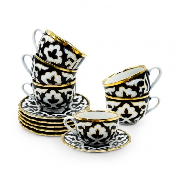 Chajnyj serviz "Pahta Gul", s zolotom, farfor, 12 predmetov