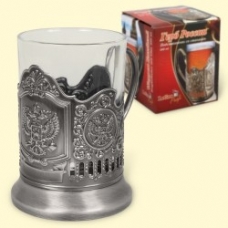 Подстаканник "Герб России" серебро , бронза (со стаканом 200 мл) Подстаканник "Герб России" серебро , бронза (со стаканом 200 мл)