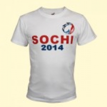 Футболка "Sochi 2014", белая, 100%-хлопок